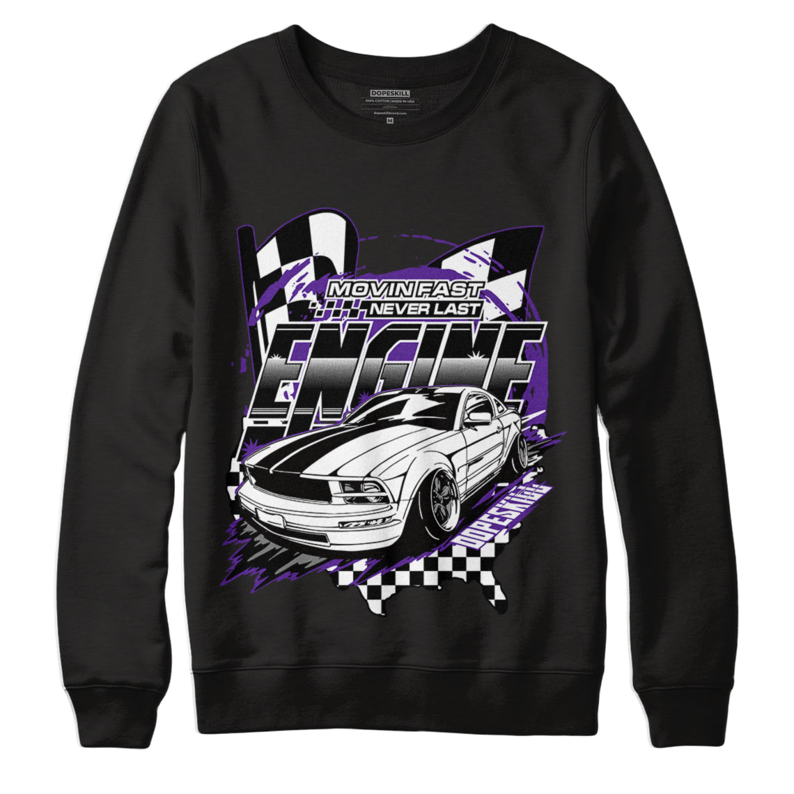 Jordan 3 Dark Iris DopeSkill Sweatshirt ENGINE Tshirt Graphic - Black