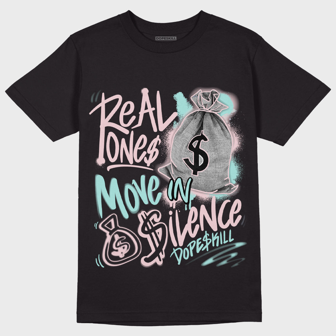 Jordan 5 Easter DopeSkill T-Shirt Real Ones Move In Silence Graphic - Black