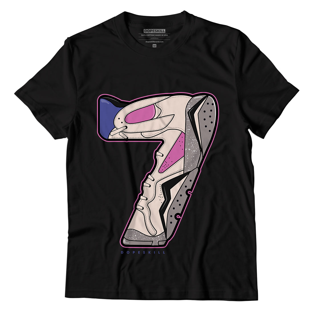 Jordan 7 SE Sapphire DopeSkill T-Shirt No.7 Graphic - Black 