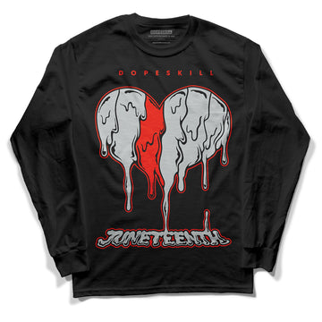 Black Canvas 4s DopeSkill Long Sleeve T-Shirt Juneteenth Heart Graphic - Black