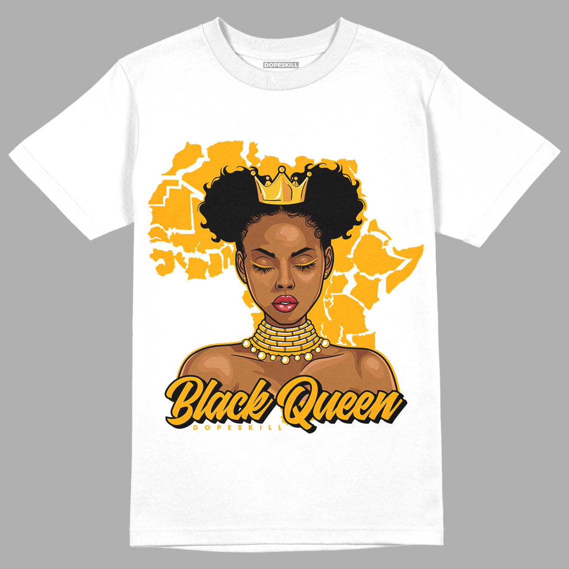 Taxi Yellow Toe 1s DopeSkill T-Shirt Black Queen Graphic - White 