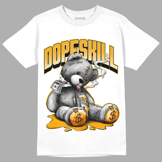 Taxi Yellow Toe 1s DopeSkill T-Shirt Sick Bear Graphic - White 