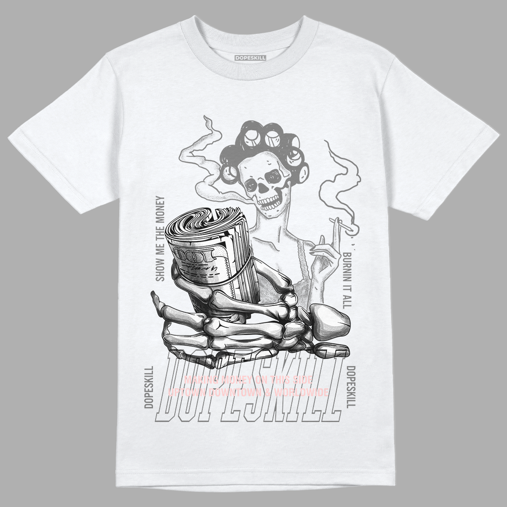 Jordan 1 Retro High OG Stage Haze DopeSkill T-Shirt Show Me The Money Graphic - White 