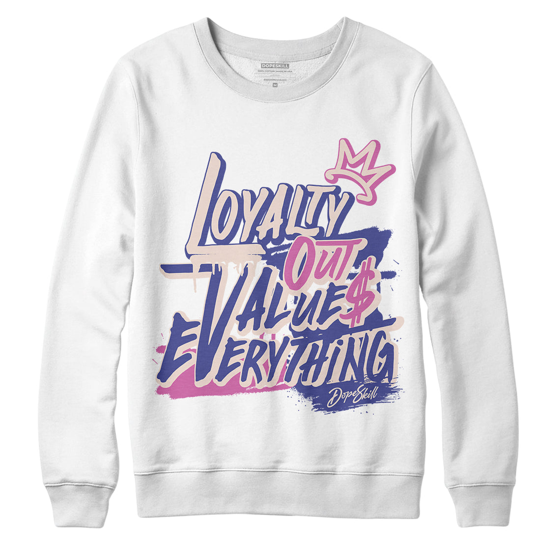 Jordan 7 SE Sapphire DopeSkill Sweatshirt LOVE Graphic - White 