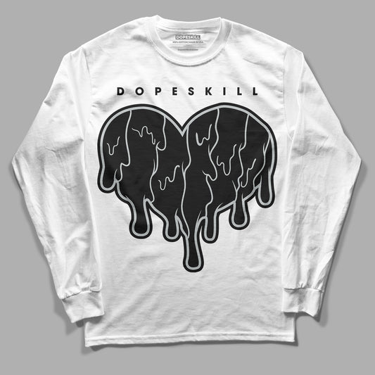 Black Canvas 4s DopeSkill Long Sleeve T-Shirt Slime Drip Heart Graphic - White 