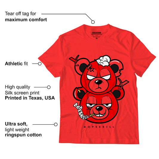 AJ 9 Chile Red DopeSkill Chile Red T-shirt New Double Bear Graphic