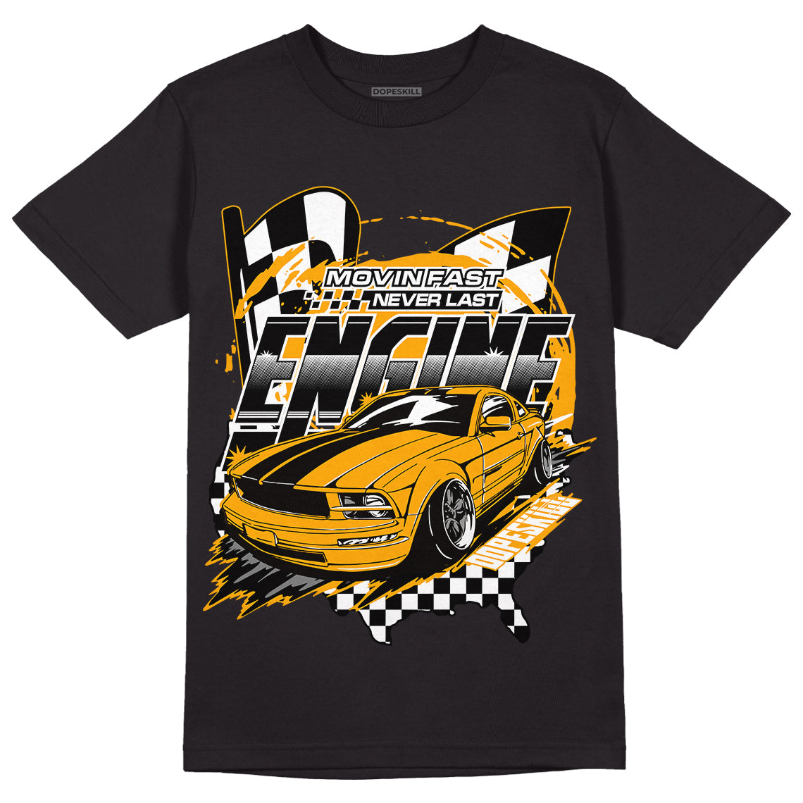 Taxi Yellow Toe 1s DopeSkill T-Shirt ENGINE Tshirt Graphic - Black 