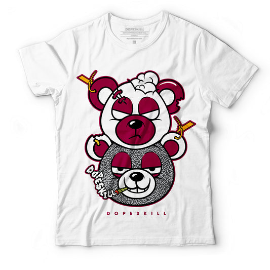 AJ 3 Cardinal Red DopeSkill T-Shirt New Double Bear Graphic