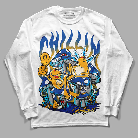 Dunk Blue Jay and University Gold DopeSkill Long Sleeve T-Shirt Chillin Graphic Streetwear - White