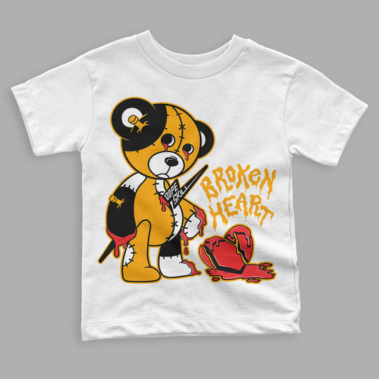 Taxi Yellow Toe 1s DopeSkill Toddler Kids T-shirt Broken Heart Graphic - White 