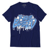 AJ 6 University Blue DopeSkill College Navy T-Shirt Rare Breed Graphic