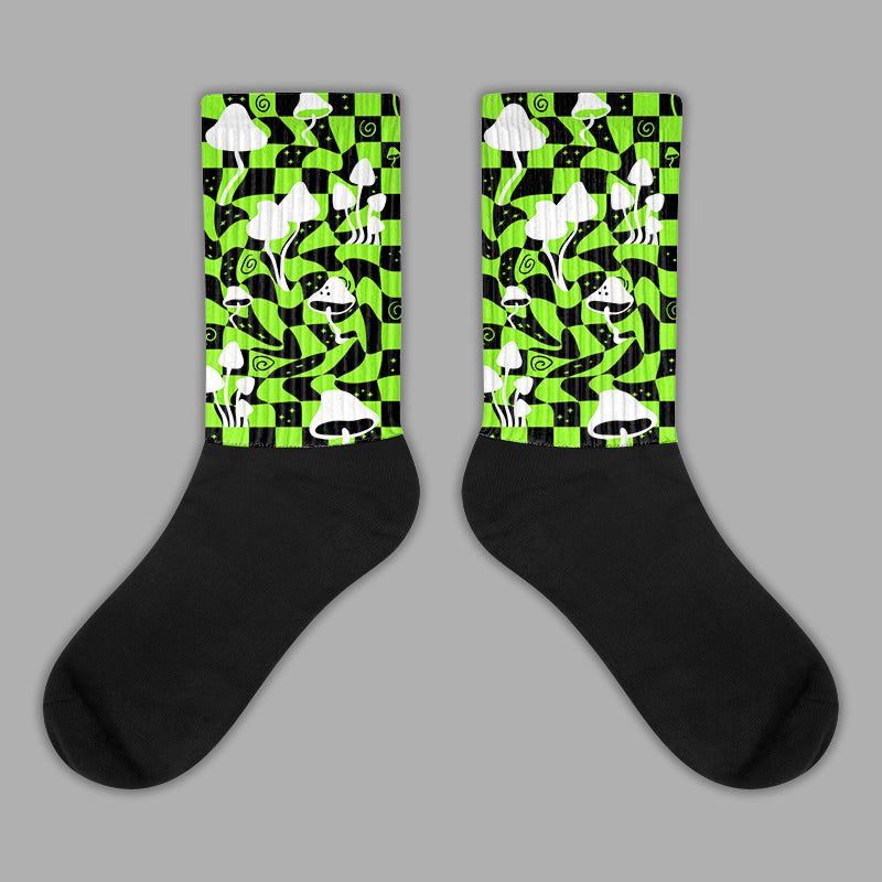 Neon Green Collection Sublimated Socks Mushroom Graphic