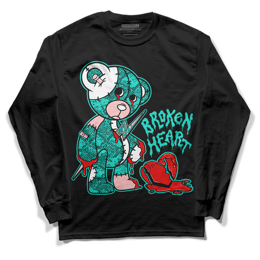 Green Snakeskin Dunk Low DopeSkill Long Sleeve T-Shirt Broken Heart Graphic - Black