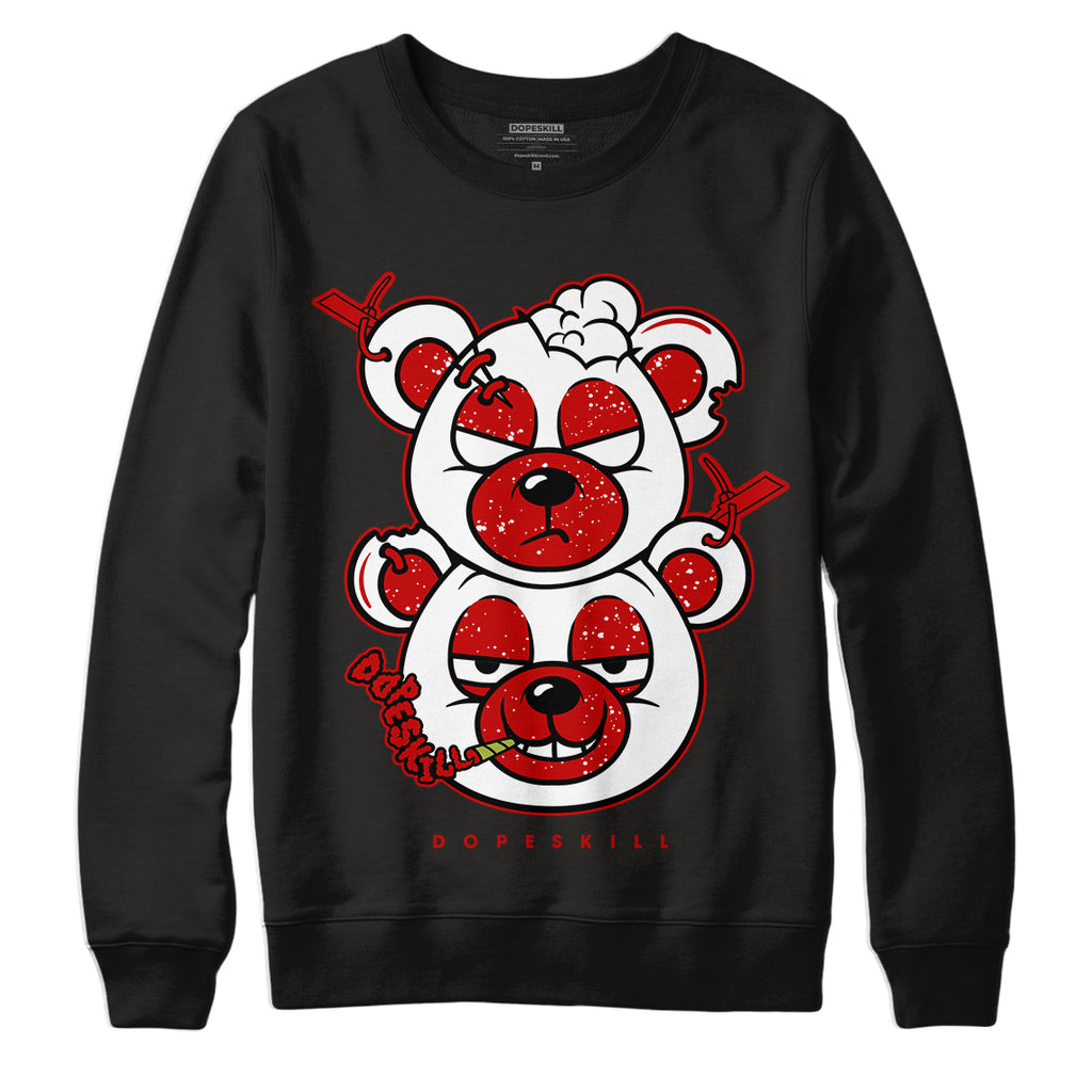 Jordan 6 “Red Oreo” DopeSkill Sweatshirt New Double Bear Graphic - Black