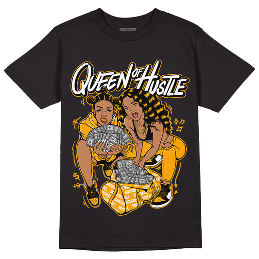 Taxi Yellow Toe 1s DopeSkill T-Shirt Queen Of Hustle Graphic - Black 