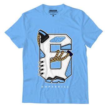 AJ 6 University Blue DopeSkill University Blue T-Shirt Number No.6 Graphic