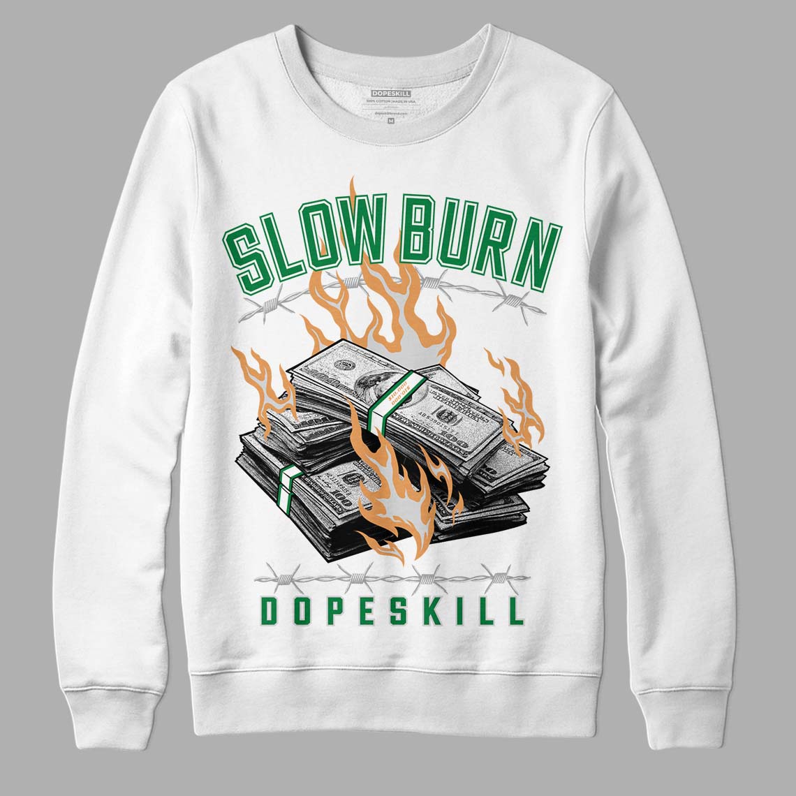 Nike SB x Jordan 4 “Pine Green” DopeSkill Sweatshirt Slow Burn Graphic Streetwear - White