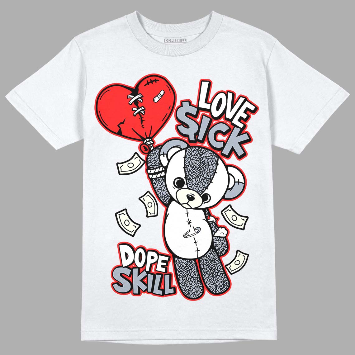 Jordan 3 Retro White Cement Reimagined DopeSkill T-Shirt Love Sick Graphic Streetwear - White