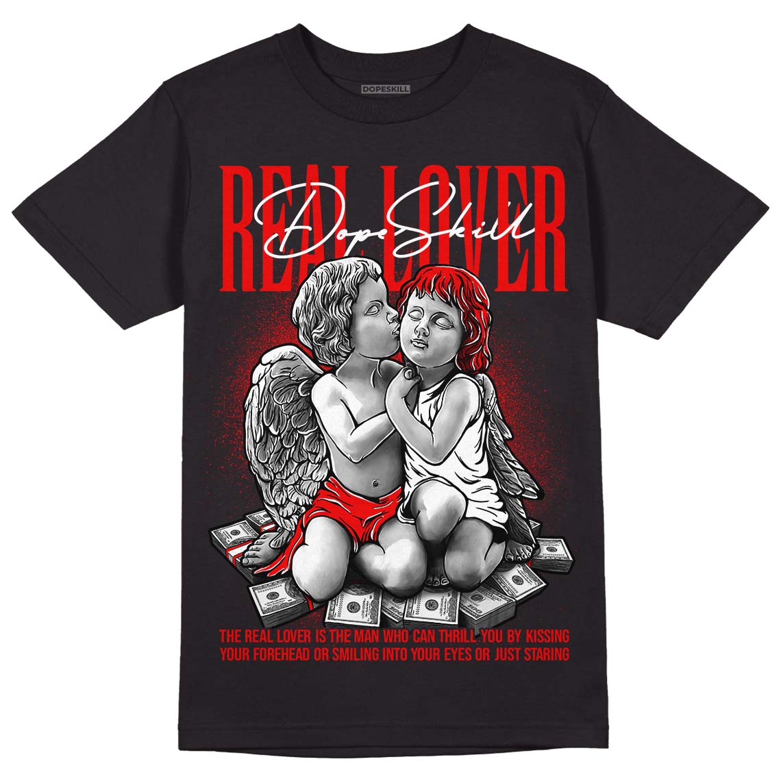 Cherry 11s DopeSkill T-Shirt Real Lover Graphic - Black