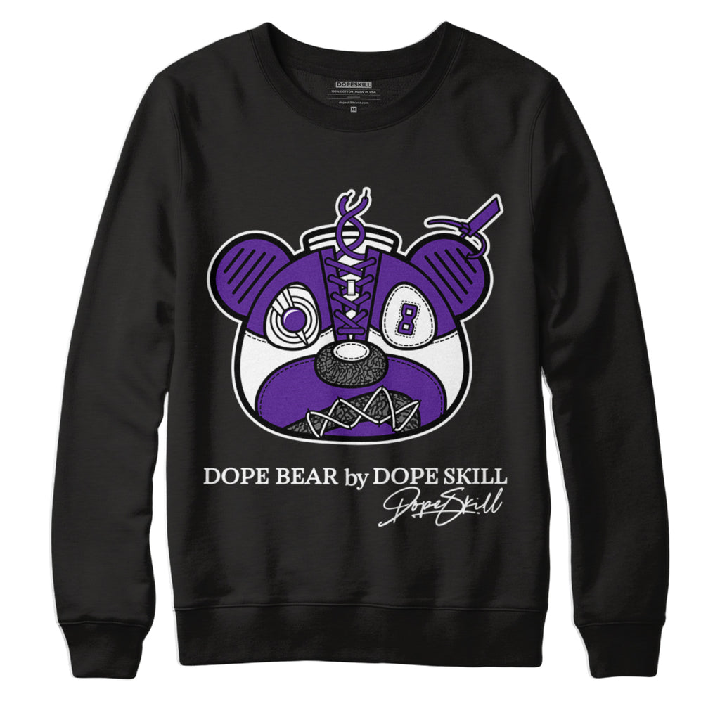 Jordan 3 Dark Iris DopeSkill Sweatshirt Sneaker Bear Head Graphic - Black 