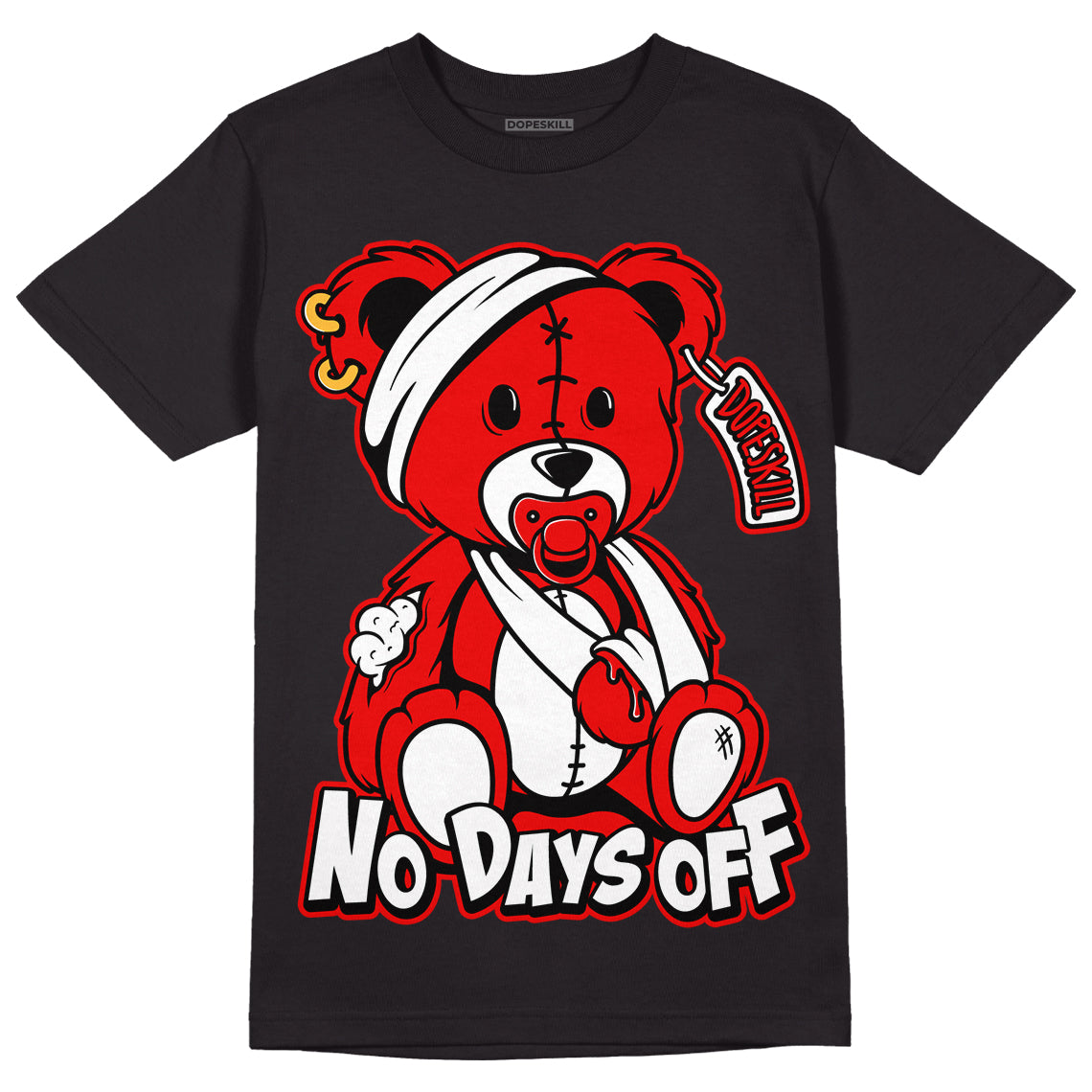 Cherry 11s DopeSkill T-Shirt Hurt Bear Graphic - Black