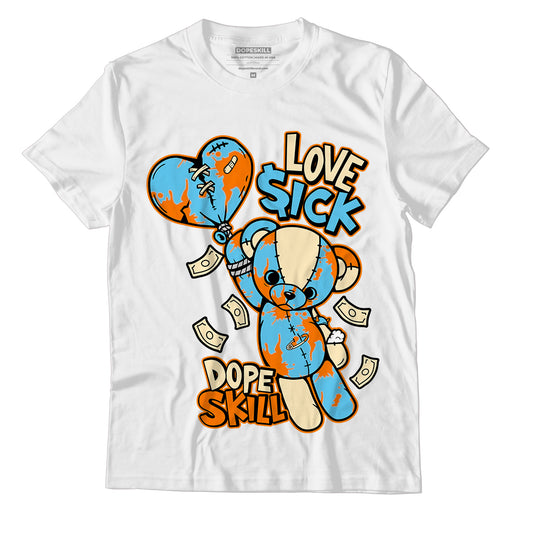 Dunk High 1985 SP Orange Acid Wash DopeSkill T-Shirt Love Sick Graphic - White 