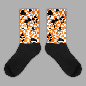 Orange Black White Sublimated Socks Mushroom Graphic