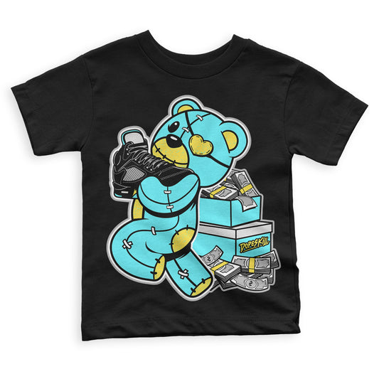 Aqua 5s DopeSkill Toddler Kids T-shirt Bear Steals Sneaker Graphic - Black