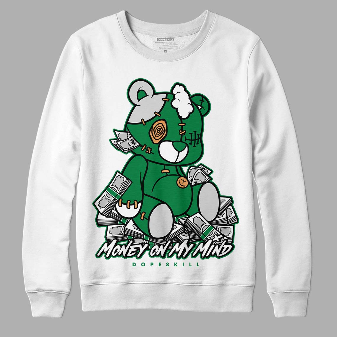 Nike SB x Jordan 4 “Pine Green” DopeSkill Sweatshirt MOMM Bear Graphic Streetwear - White