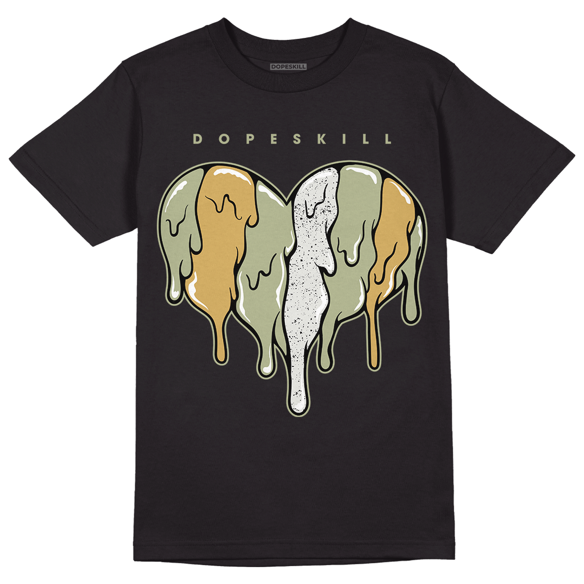 Jordan 5 Jade Horizon DopeSkill T-Shirt Slime Drip Heart Graphic - Black 