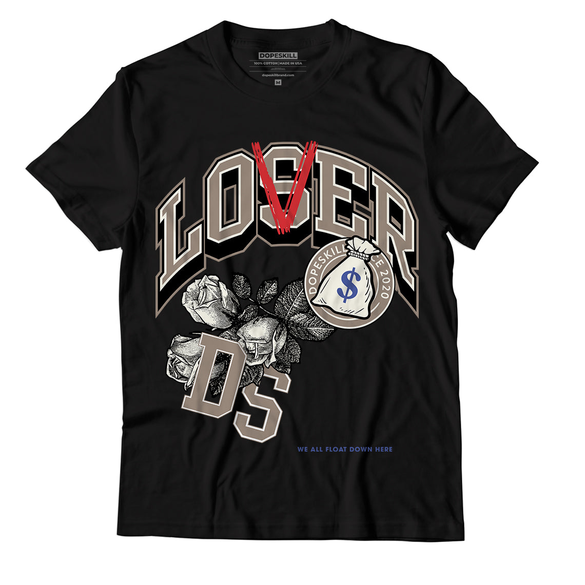 Jordan 4 Sail Canvas DopeSkill T-Shirt Loser Lover Graphic - Black