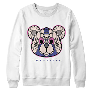 Jordan 7 SE Sapphire DopeSkill Sweatshirt SNK Bear Graphic - White 