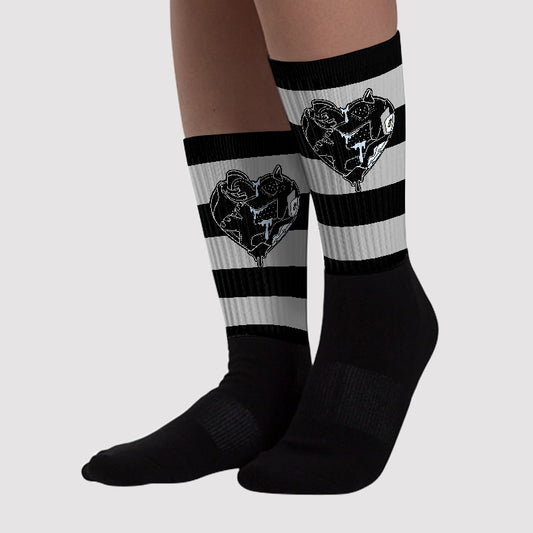 Black Metallic Chrome 6s Sublimated Socks Horizontal Stripes Graphic