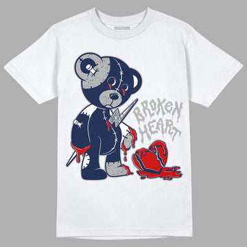Midnight Navy 4s DopeSkill T-Shirt Broken Heart Graphic - White