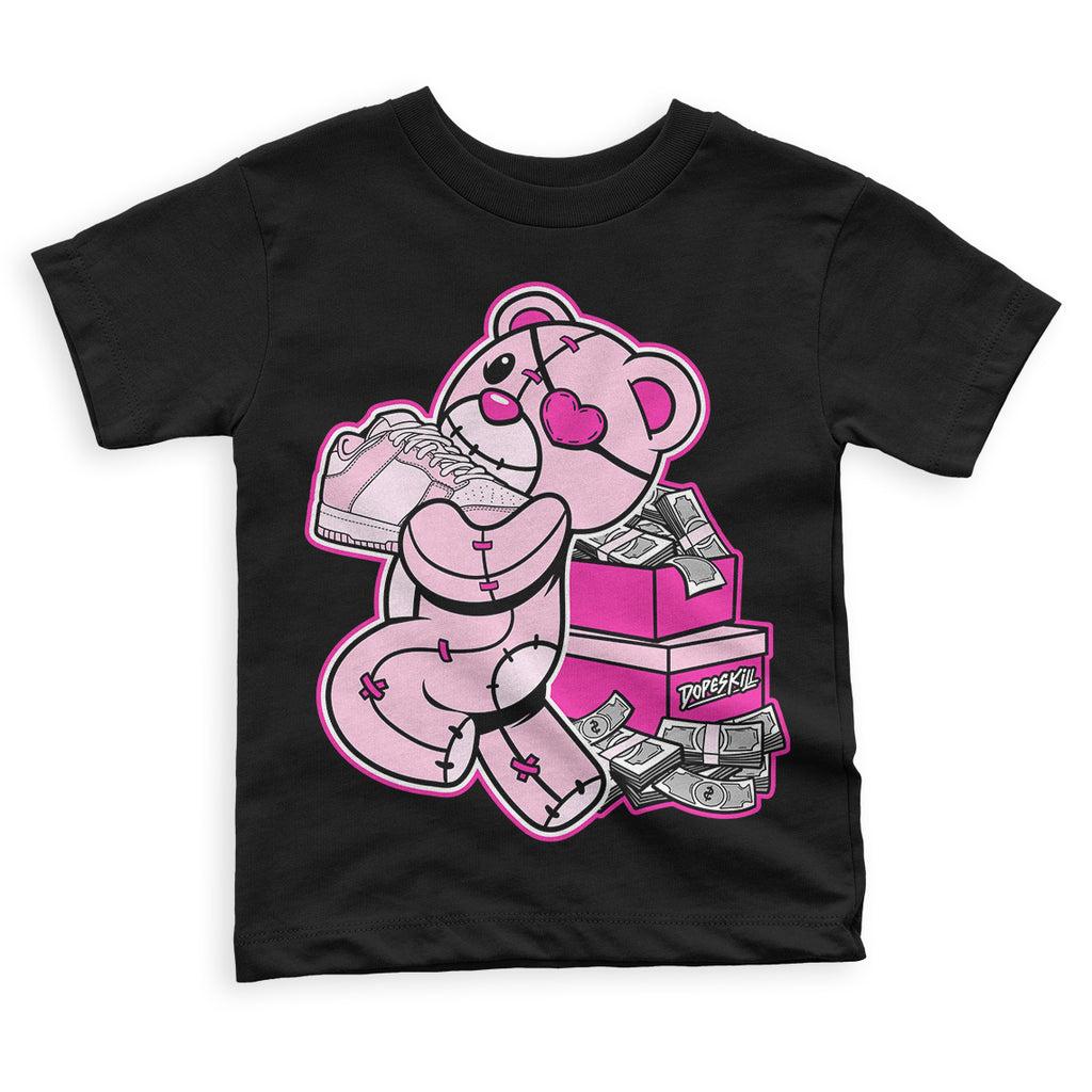 Triple Pink Dunk Low DopeSkill Toddler Kids T-shirt Bear Steals Sneaker Graphic - Black