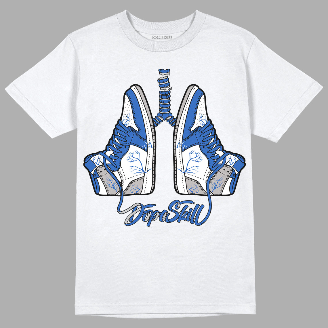 True Blue 1s DopeSkill T-Shirt Breathe Graphic - White