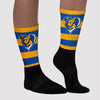 Dunk Blue Jay and University Gold Sublimated Socks Horizontal Stripes Graphic