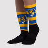 Dunk Blue Jay and University Gold Sublimated Socks Horizontal Stripes Graphic