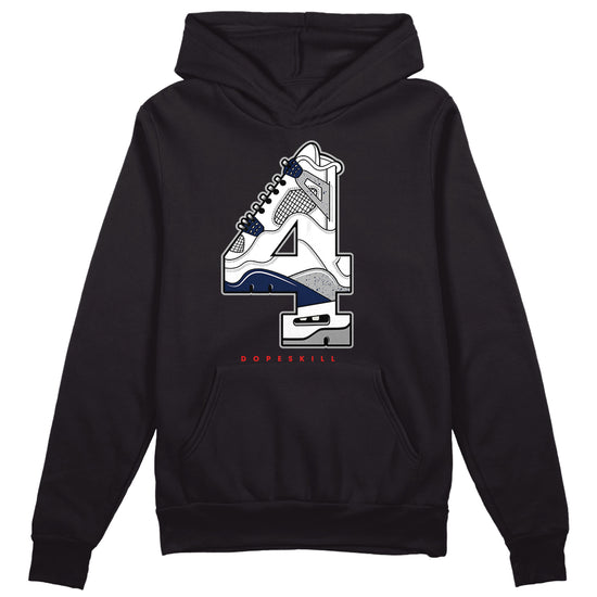 Midnight Navy 4s DopeSkill Hoodie Sweatshirt No.4 Graphic - Black