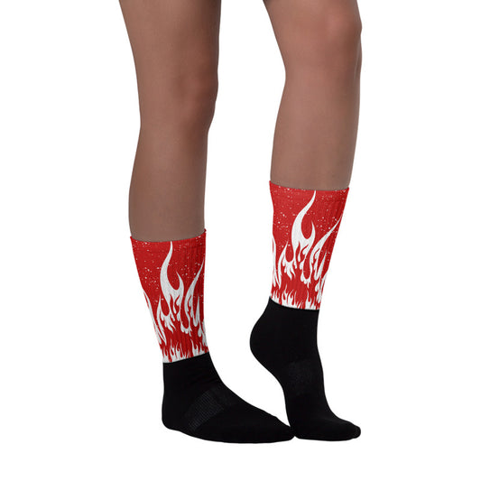 FIRE Sublimated Socks Match AJ 6 “Red Oreo”