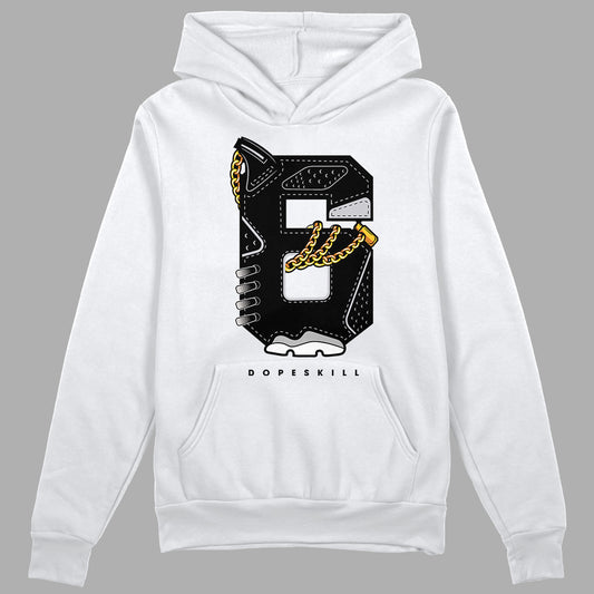 Black Metallic Chrome 6s DopeSkill Hoodie Sweatshirt Number No.6 Graphic - White