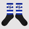 Racer Blue White Dunk Low Sublimated Socks Horizontal Stripes Graphic