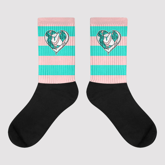 Green Snakeskin Dunk Low Sublimated Socks Horizontal Stripes Graphic