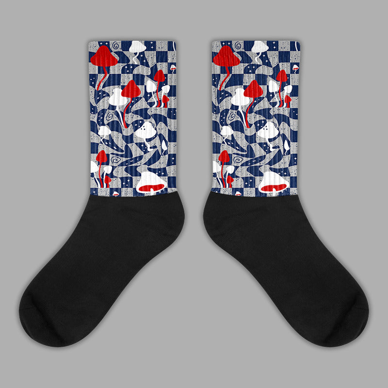 Midnight Navy 4s Sublimated Socks Mushroom Graphic