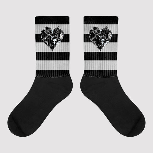 Black Metallic Chrome 6s Sublimated Socks Horizontal Stripes Graphic