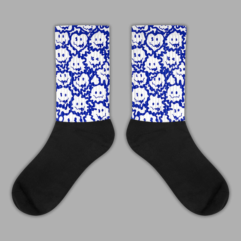 Racer Blue White Dunk Low Sublimated Socks Slime Graphic