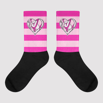 Triple Pink Dunk Low Sublimated Socks Horizontal Stripes Graphic