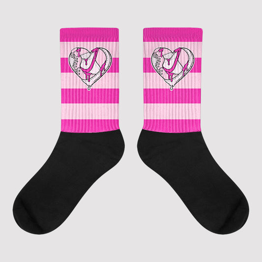 Triple Pink Dunk Low Sublimated Socks Horizontal Stripes Graphic