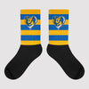 Dunk Blue Jay and University Gold Sublimated Socks Horizontal Stripes Graphic Streetwear