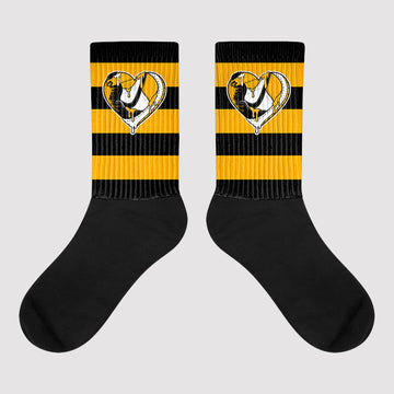 Taxi Yellow Toe 1s Sublimated Socks Horizontal Stripes Graphic